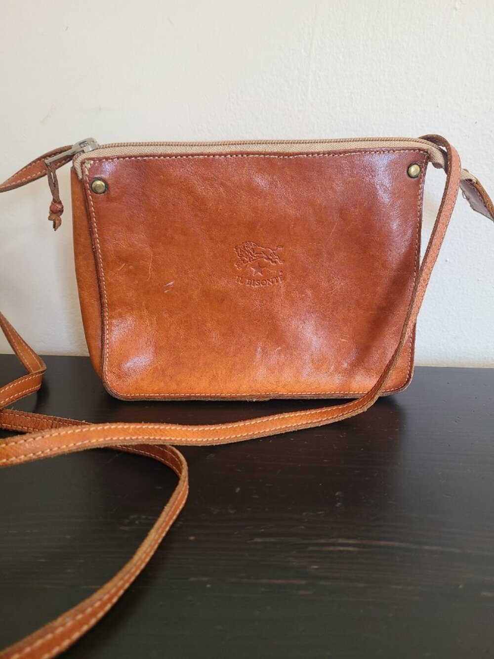 IL BISONTE Shoulder Crossbody Bag Leather Brown